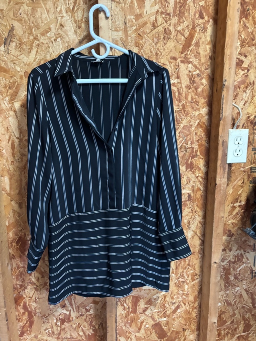 Daniel Cremieux Black and White Vertical Stripe Tunic